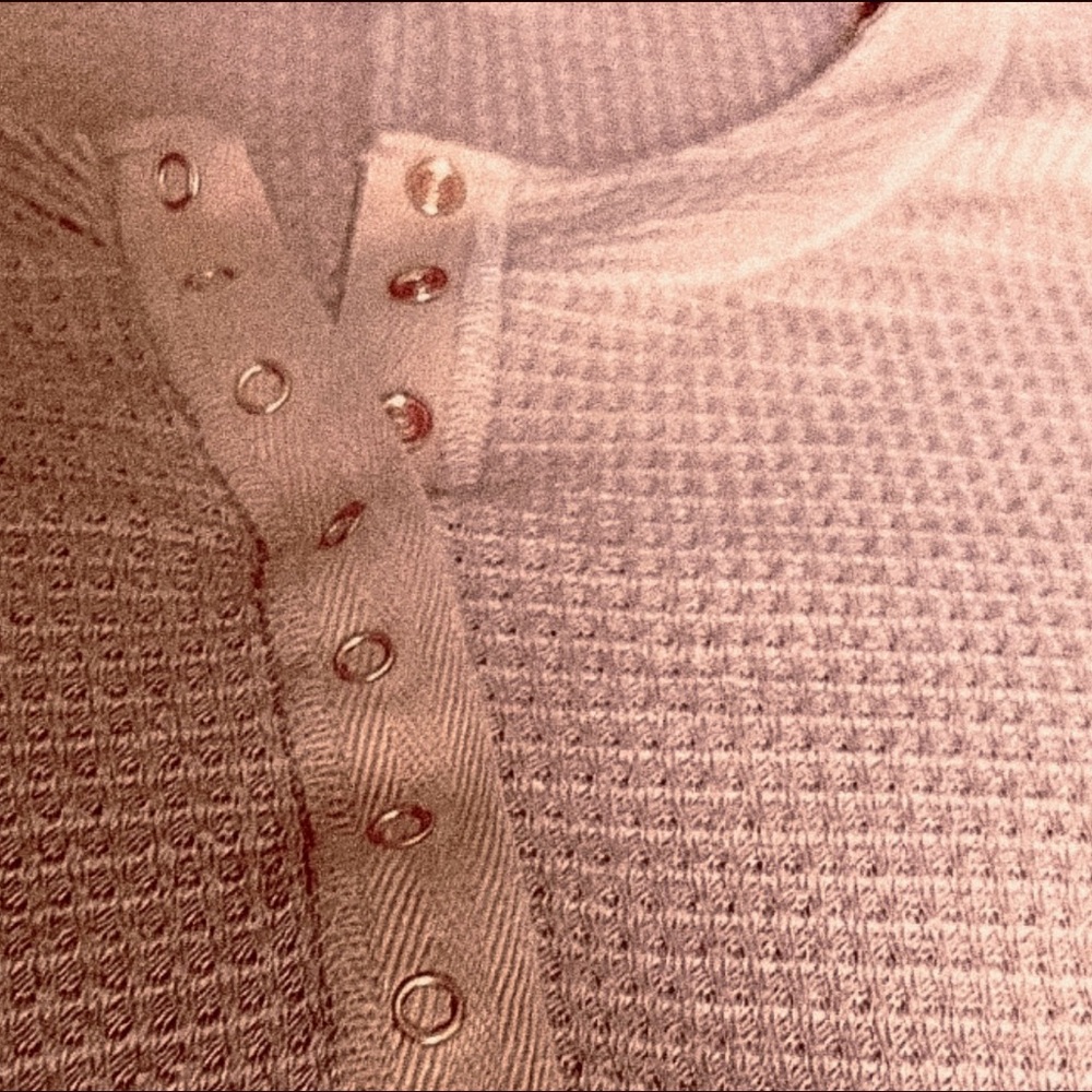 Free Peoples Womens Waffle Henley top in clay/soft rose. Exc Cond., Size L